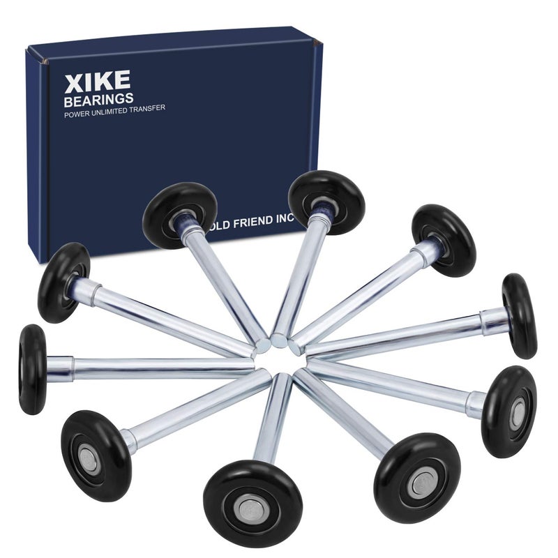 XiKe 10 Pack Black 2" Nylon Garage Door Roller 4" Stem, Quiet/Durable and High Load, Use 6200-2RS Double Seals Precision Bearings. - Image 1